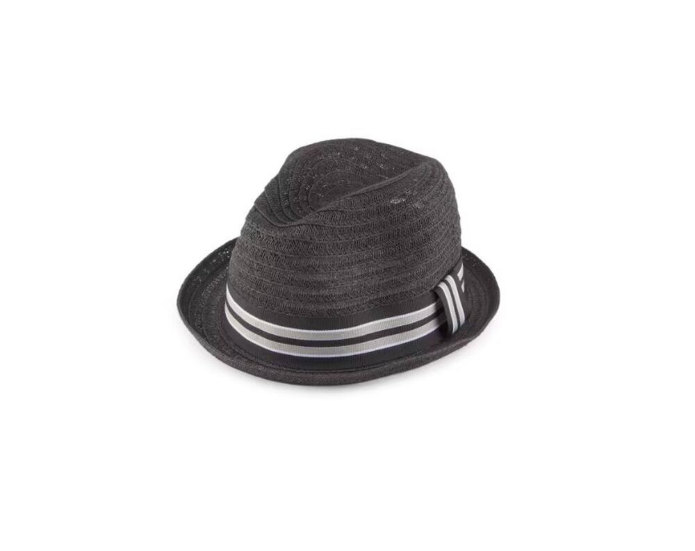 $150 NWT Bruno Magli Black Lightweight Weave Tonal Bland Paper Fedora Hat S/M
